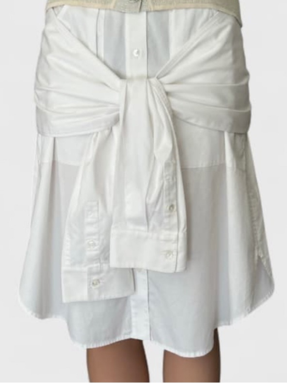 T Alexander Wang Off White Front Button Sleeve Tied Skirt